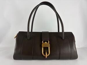 Delvaux Georges Jumping Leather Café Brown Top Handle Gold Hardware